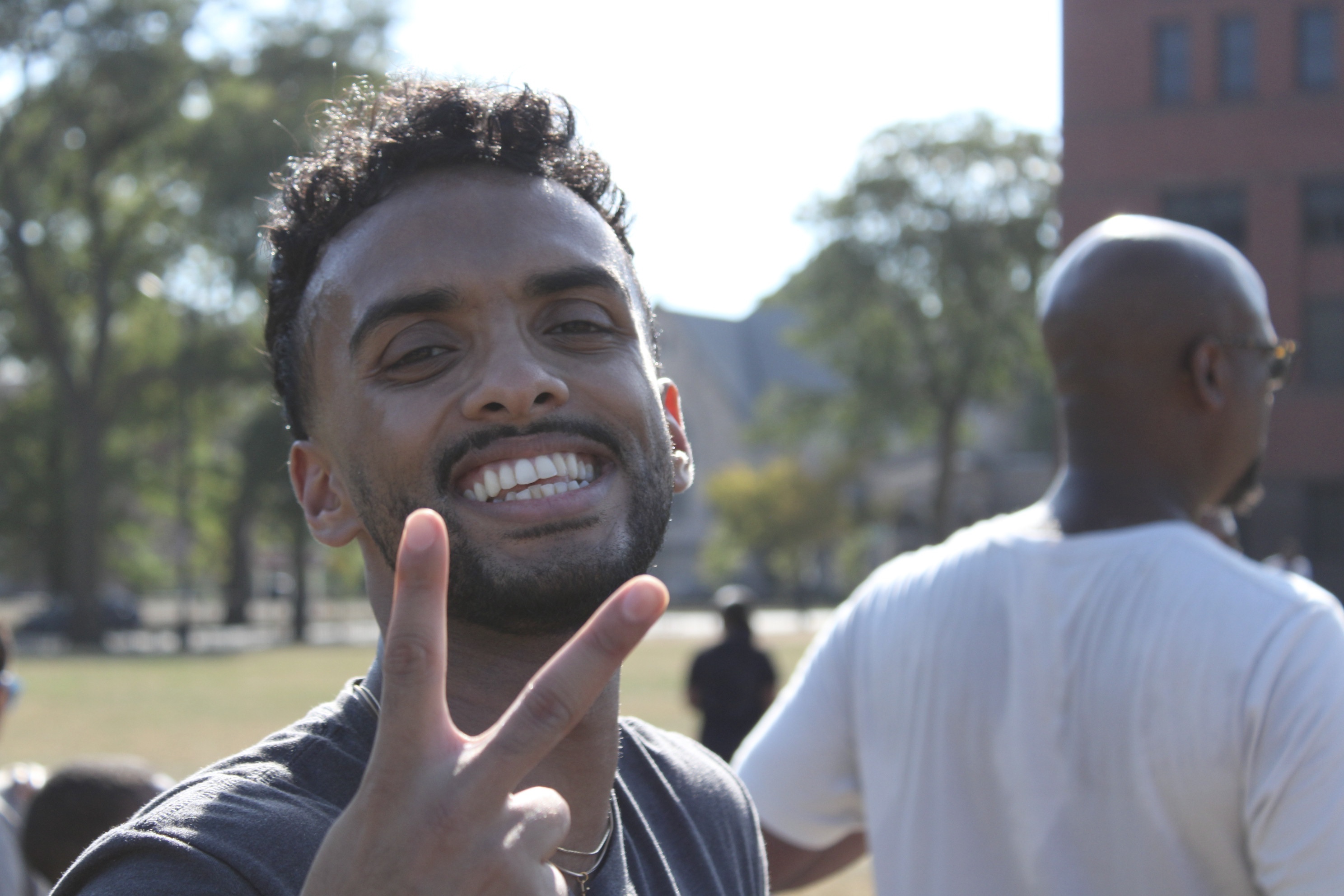 Kickball player smiling